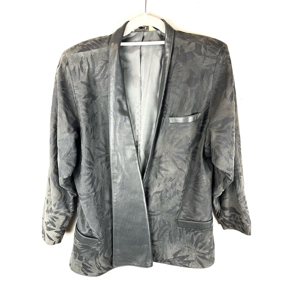 1980 Sibylle Lyn Canada Womens Asymmetrical Leather Jacket shoulder pads Size 8
